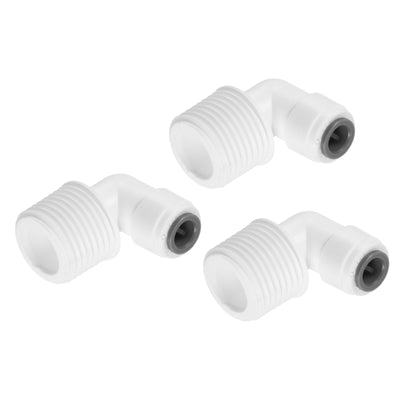 Harfington Push to Connect Fitting Elbow, Male Thread Quick Fittings POM Right Angle Hose Pipe Connector