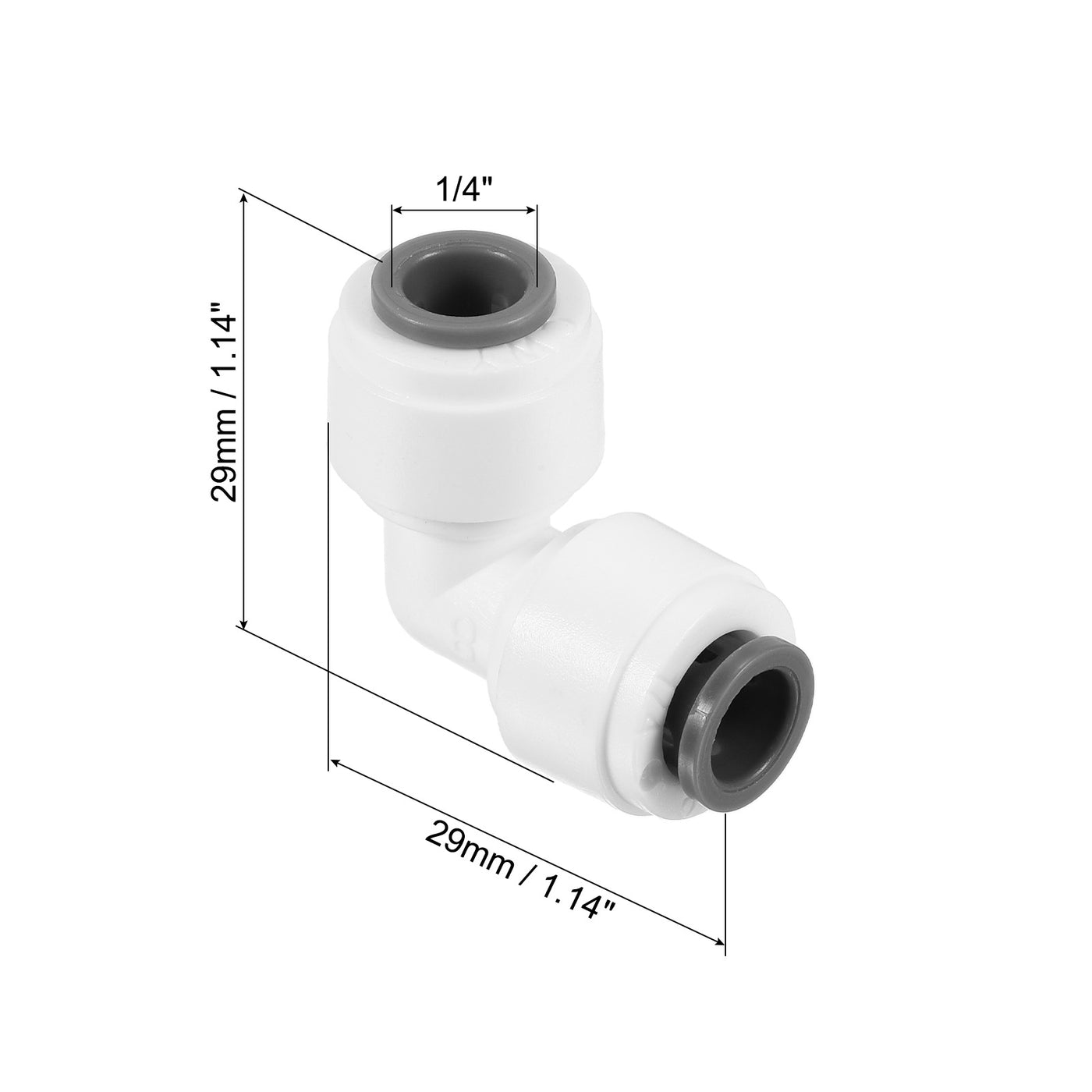 Harfington 1/4" Push to Connect Elbow Fittings, 10 Pack 90 Degree Water Line Fitting for RO Water System, White