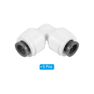 Harfington 1/4" Push to Connect Elbow Fittings, 5 Pack 90 Degree Water Line Fitting for RO Water System, White