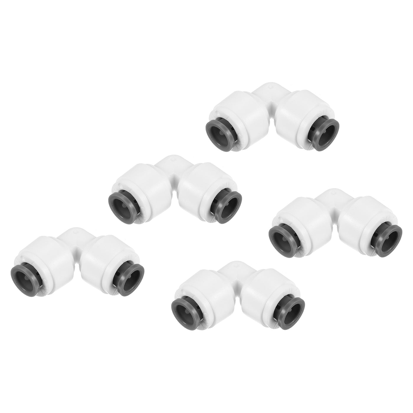 Harfington 1/4" Push to Connect Elbow Fittings, 5 Pack 90 Degree Water Line Fitting for RO Water System, White