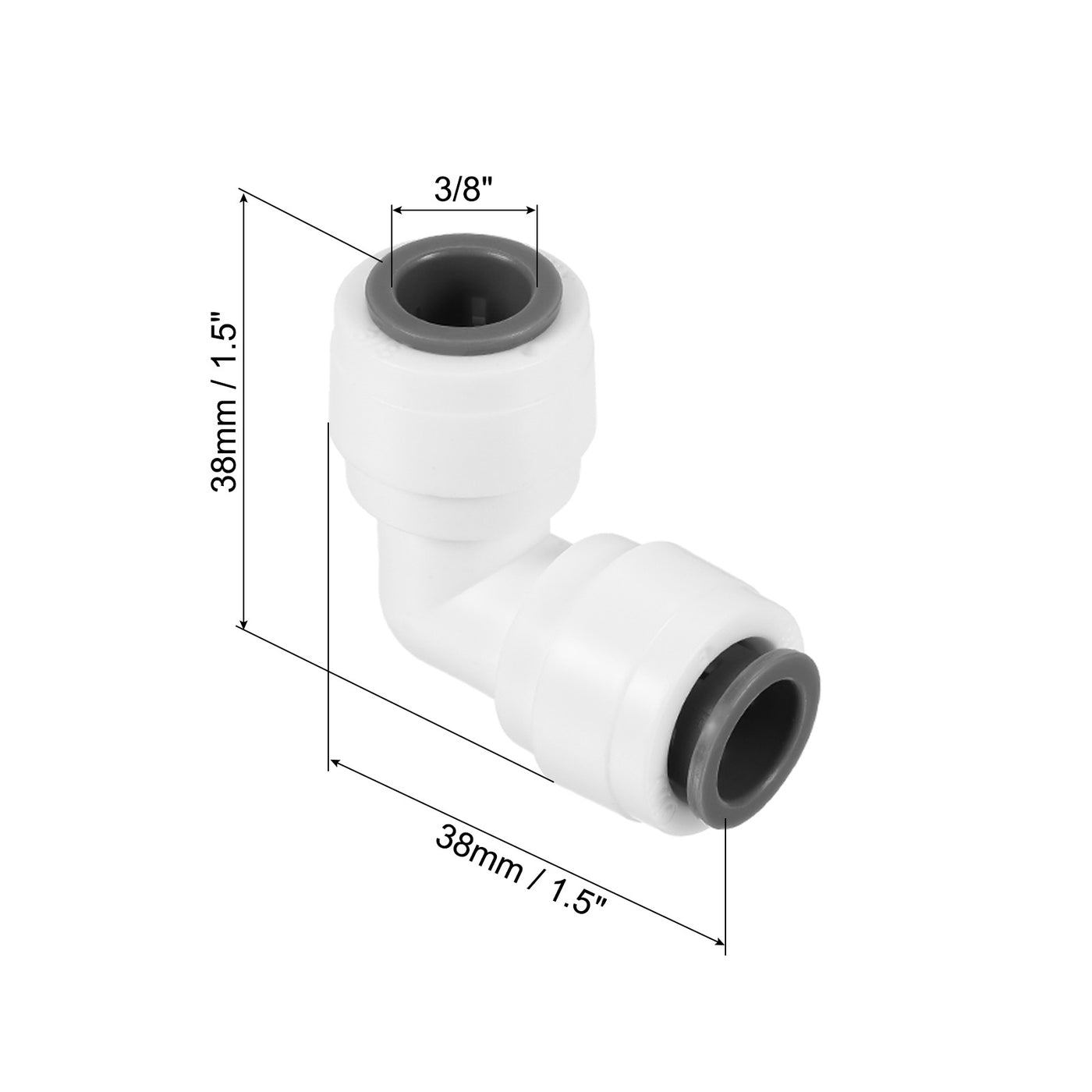 Harfington 3/8" Push to Connect Elbow Fittings, 5 Pack 90 Degree Water Line Fitting for RO Water System, White