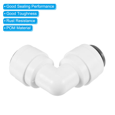 Harfington 3/8" Push to Connect Elbow Fittings, 5 Pack 90 Degree Water Line Fitting for RO Water System, White