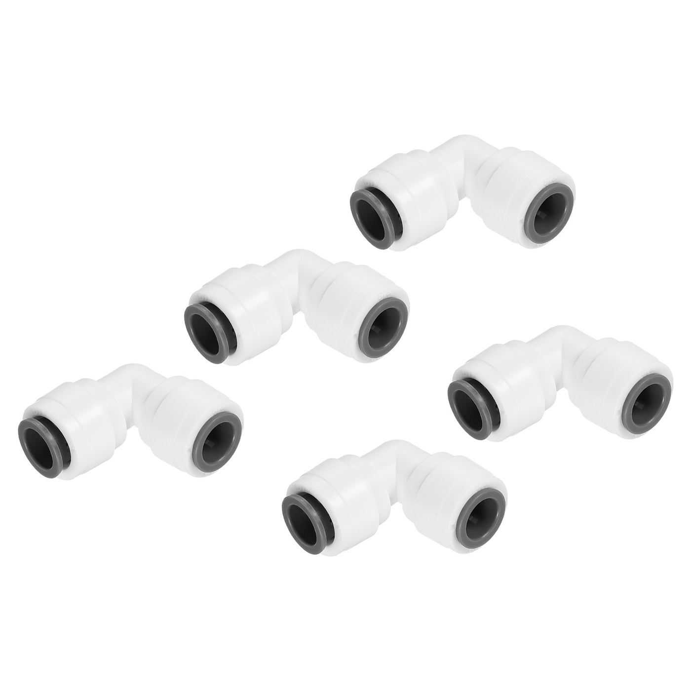 Harfington 3/8" Push to Connect Elbow Fittings, 5 Pack 90 Degree Water Line Fitting for RO Water System, White