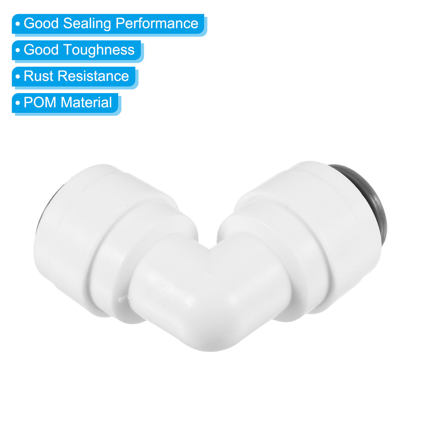 Harfington 3/8" Push to Connect Elbow Fittings, 3 Pack 90 Degree Water Line Fitting for RO Water System, White