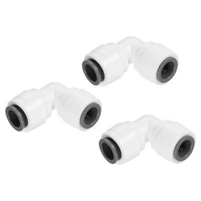 Harfington 3/8" Push to Connect Elbow Fittings, 3 Pack 90 Degree Water Line Fitting for RO Water System, White