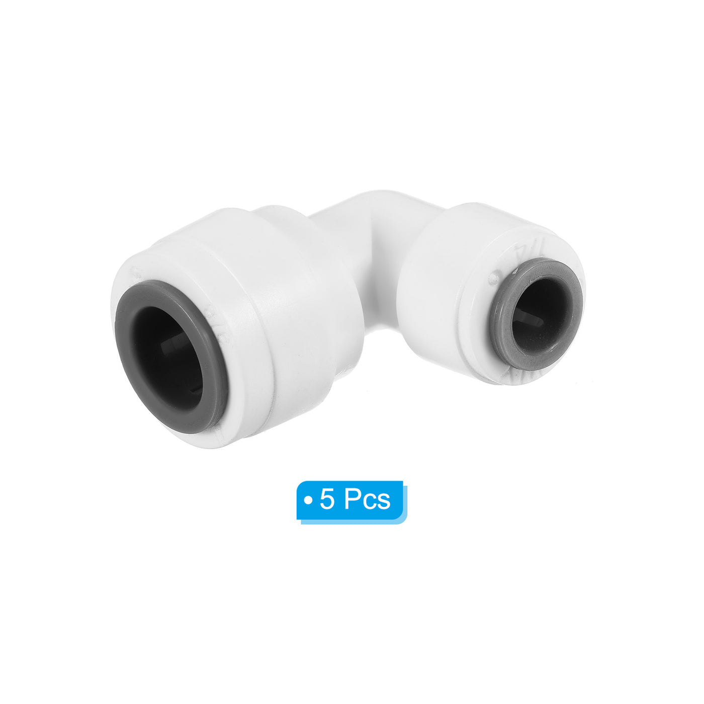 Harfington 3/8" to 1/4" Push to Connect Elbow Fittings, 5 Pack 90 Degree Reducing Water Line Fitting for RO Water System, White