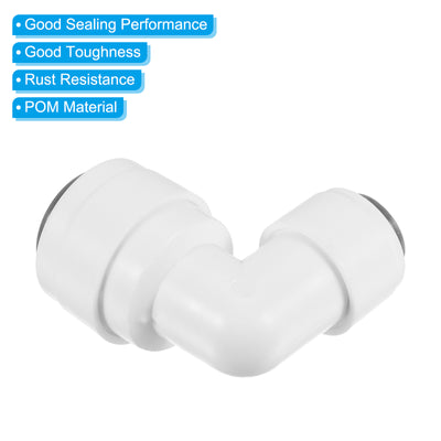 Harfington 3/8" to 1/4" Push to Connect Elbow Fittings, 5 Pack 90 Degree Reducing Water Line Fitting for RO Water System, White