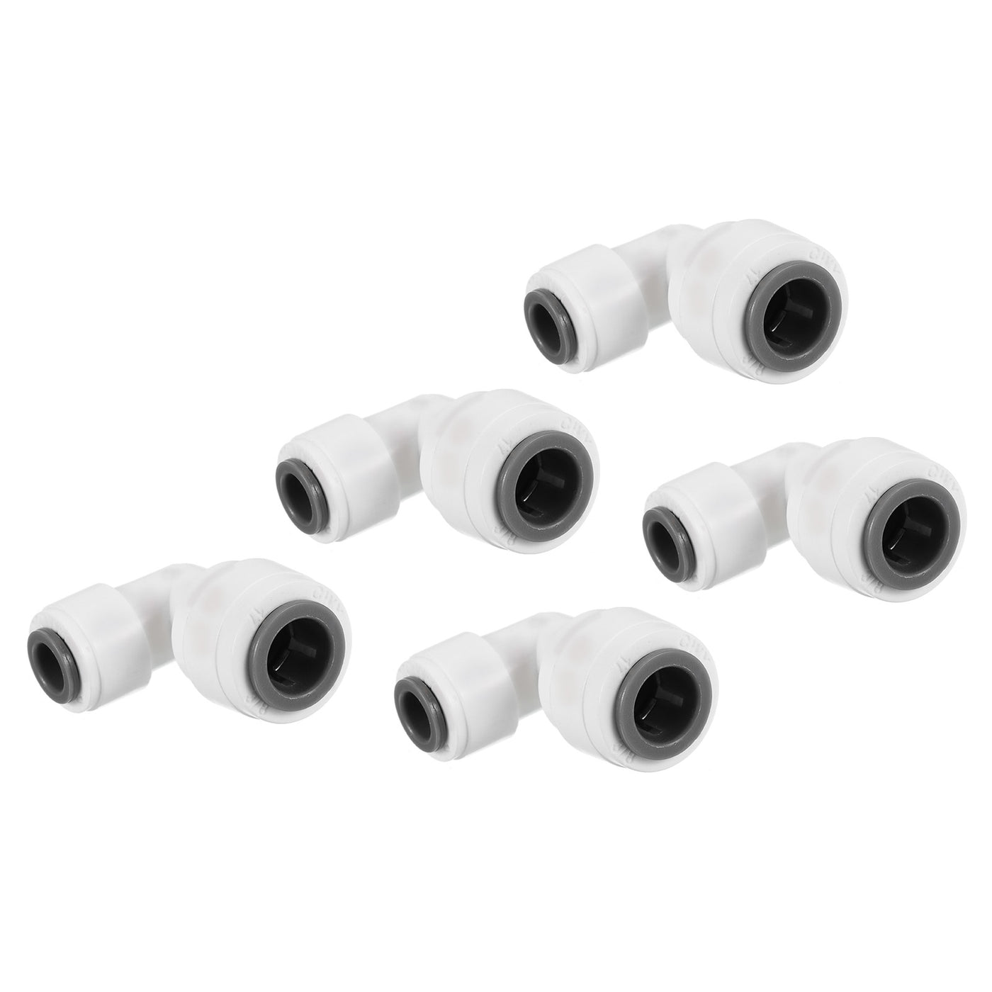 Harfington 3/8" to 1/4" Push to Connect Elbow Fittings, 5 Pack 90 Degree Reducing Water Line Fitting for RO Water System, White