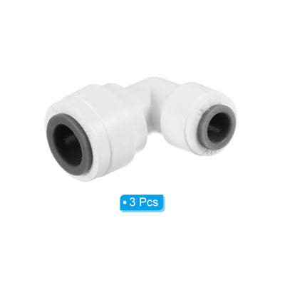 Harfington 3/8" to 1/4" Push to Connect Elbow Fittings, 3 Pack 90 Degree Reducing Water Line Fitting for RO Water System, White