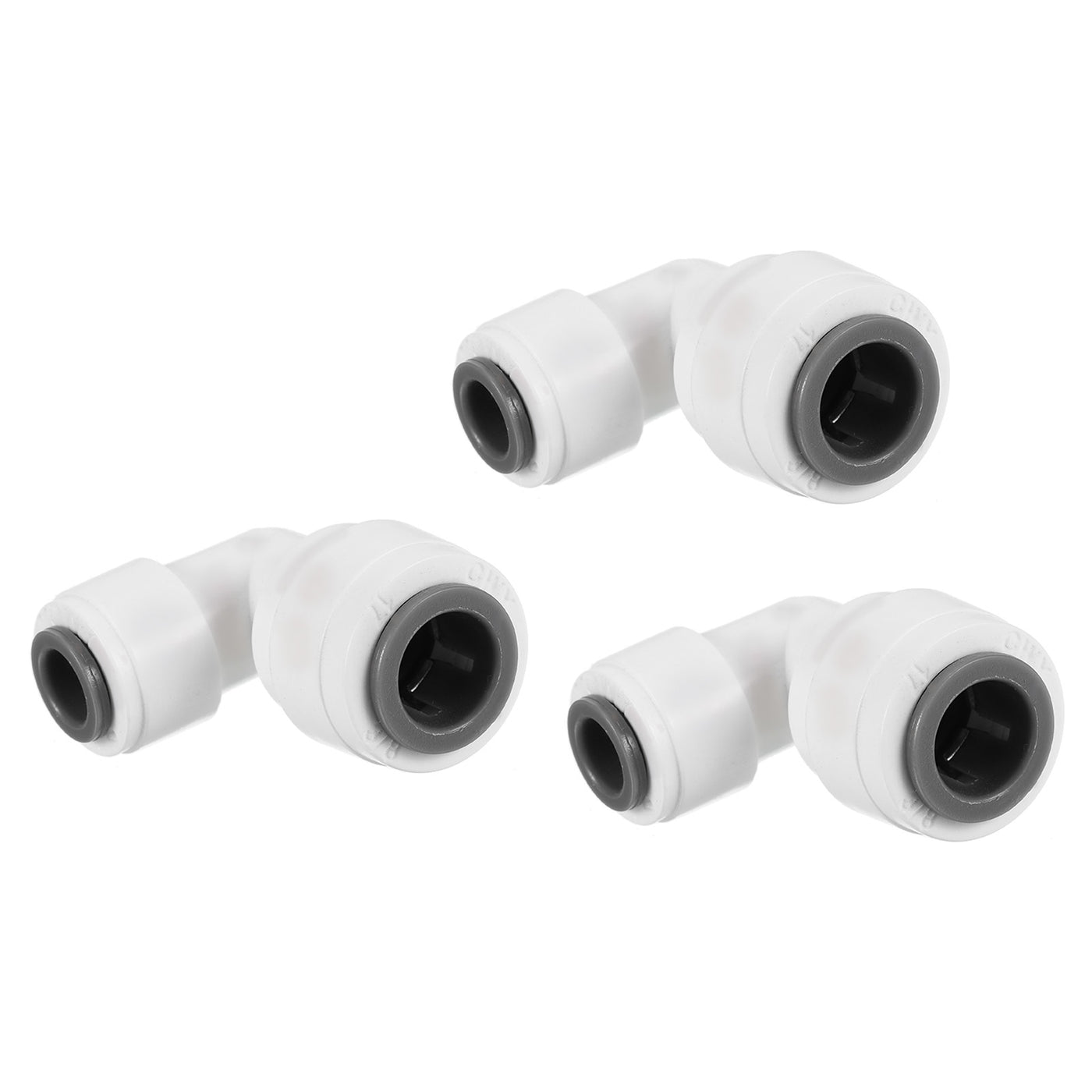 Harfington 3/8" to 1/4" Push to Connect Elbow Fittings, 3 Pack 90 Degree Reducing Water Line Fitting for RO Water System, White