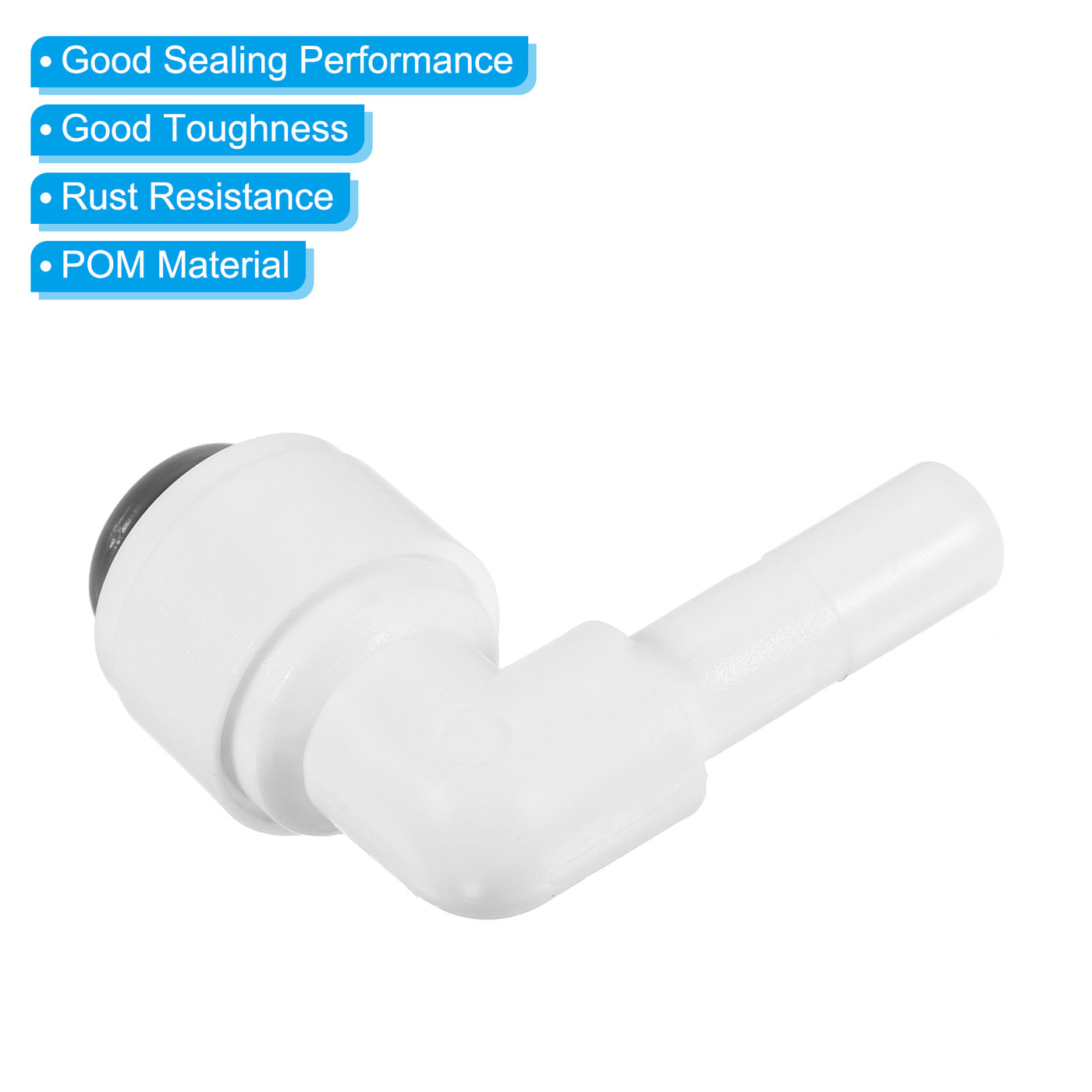 Harfington 1/4" Water Pipe Stem Elbow Connector, 5 Pack 90 Degree Push to Connect Water Line Fitting for RO Water System, White