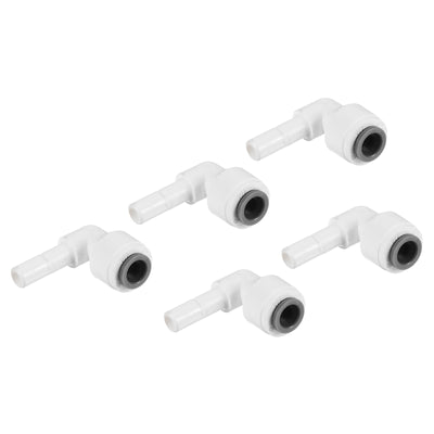 Harfington 1/4" Water Pipe Stem Elbow Connector, 5 Pack 90 Degree Push to Connect Water Line Fitting for RO Water System, White