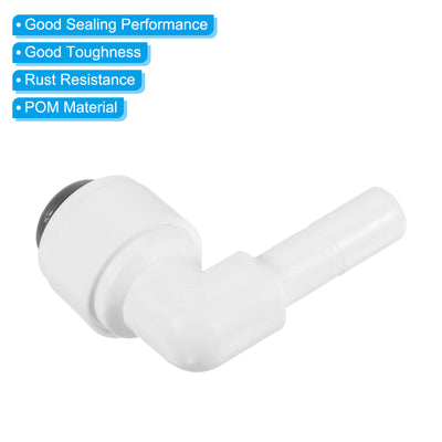 Harfington 1/4" Water Pipe Stem Elbow Connector, 10 Pack 90 Degree Push to Connect Water Line Fitting for RO Water System, White