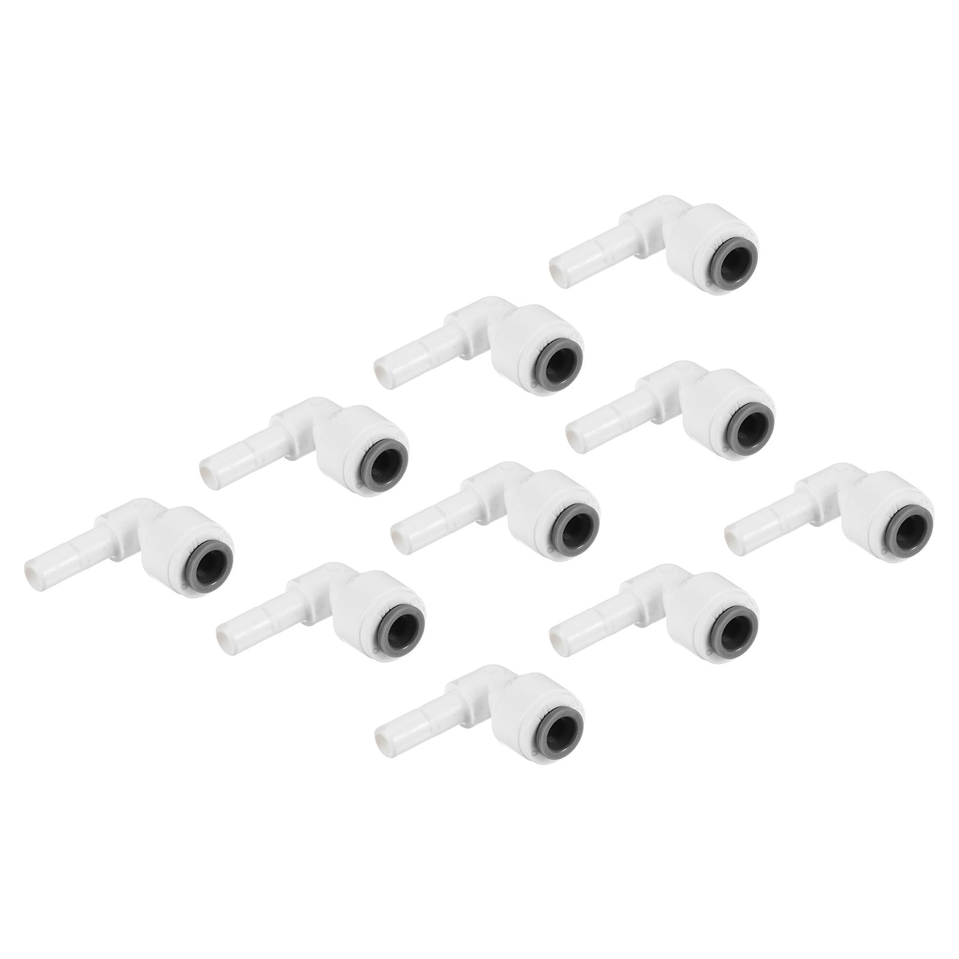 Harfington 1/4" Water Pipe Stem Elbow Connector, 10 Pack 90 Degree Push to Connect Water Line Fitting for RO Water System, White