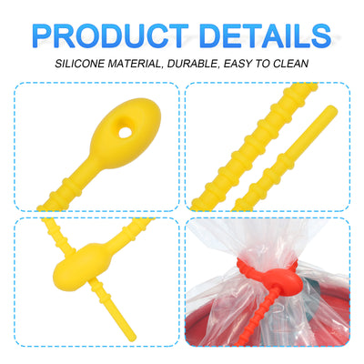 Harfington All-Purpose Silicone Ties 7 Inch, 30 Pieces Reusable Bread Ties (Yellow)