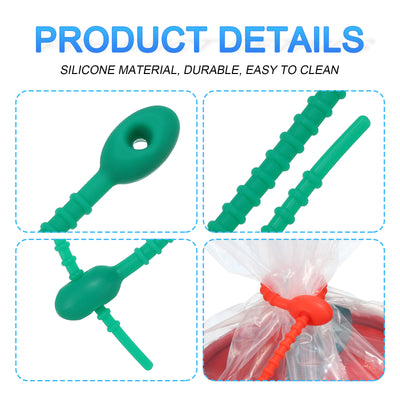 Harfington All-Purpose Silicone Ties 7 Inch, 30 Pieces Reusable Bread Ties (Green)