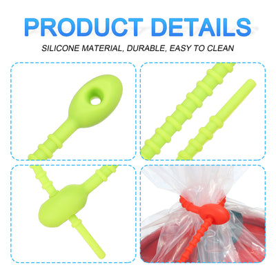 Harfington All-Purpose Silicone Ties 7 Inch, 15 Pieces Reusable Bread Ties (Lime)