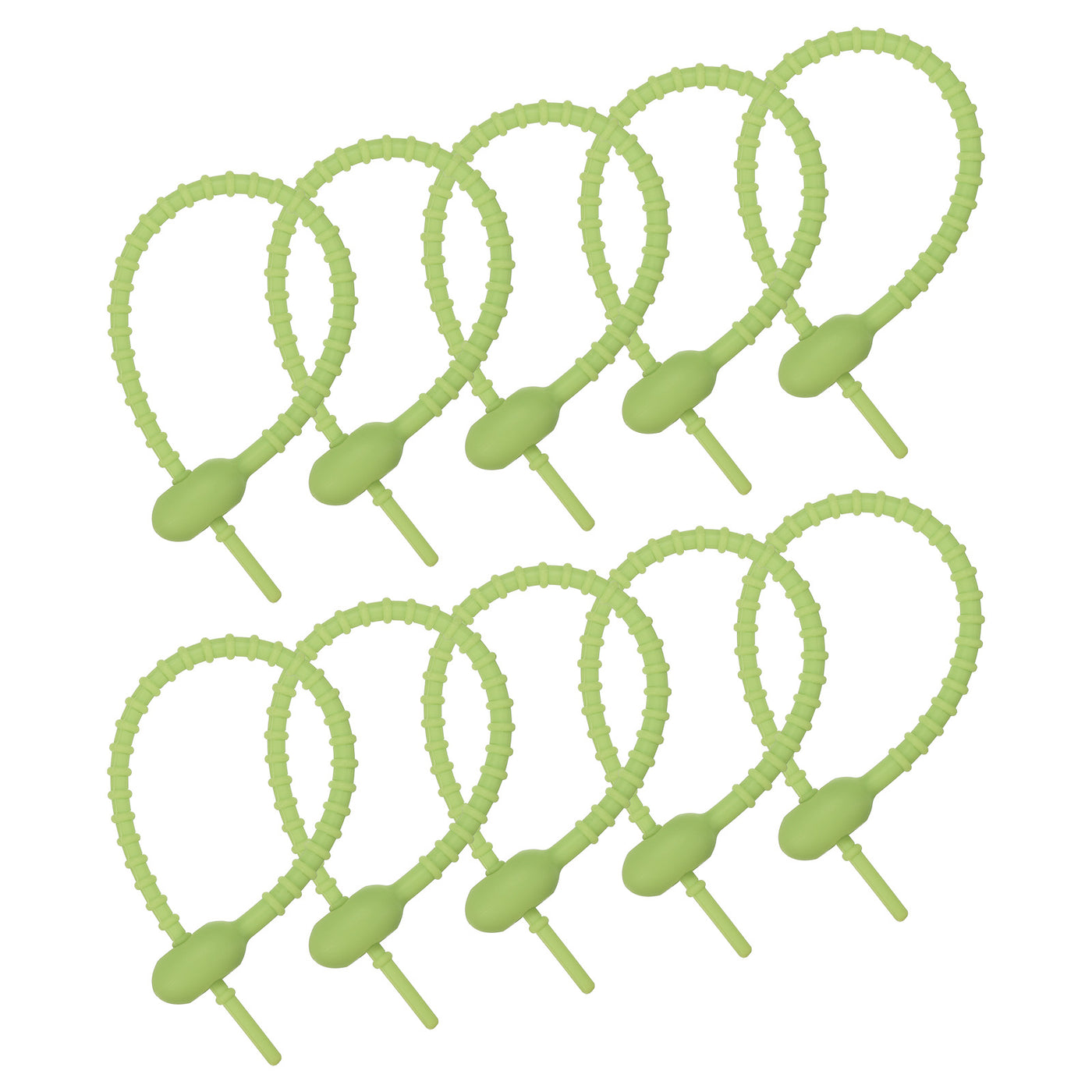 Harfington All-Purpose Silicone Ties 7 Inch, 15 Pieces Reusable Bread Ties (Light Green)