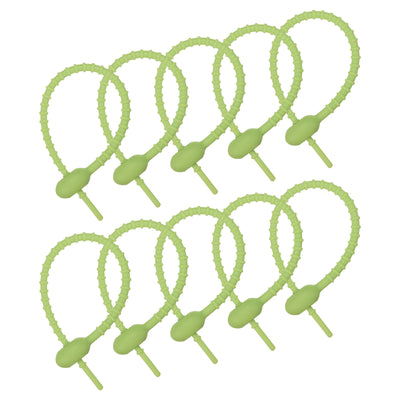 Harfington All-Purpose Silicone Ties 7 Inch, 15 Pieces Reusable Bread Ties (Light Green)