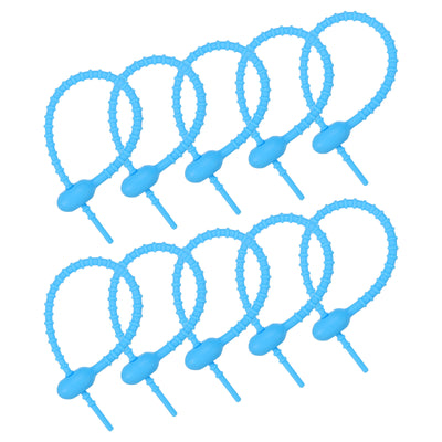 Harfington All-Purpose Silicone Ties 7 Inch, 15 Pieces Reusable Bread Ties (Sea Blue)