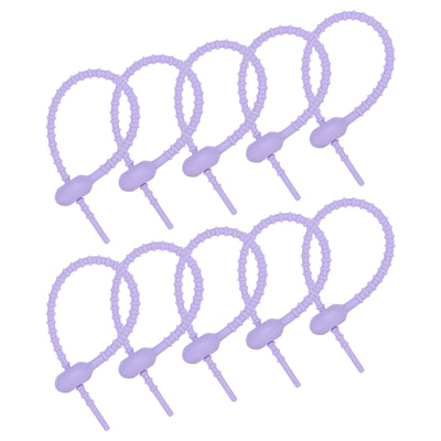 Harfington All-Purpose Silicone Ties 7 Inch, 15 Pieces Reusable Bread Ties (Lavender)