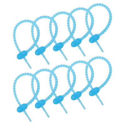 Harfington All-Purpose Silicone Ties 7 Inch, 15 Pieces Reusable Bread Ties (Crystal Blue)