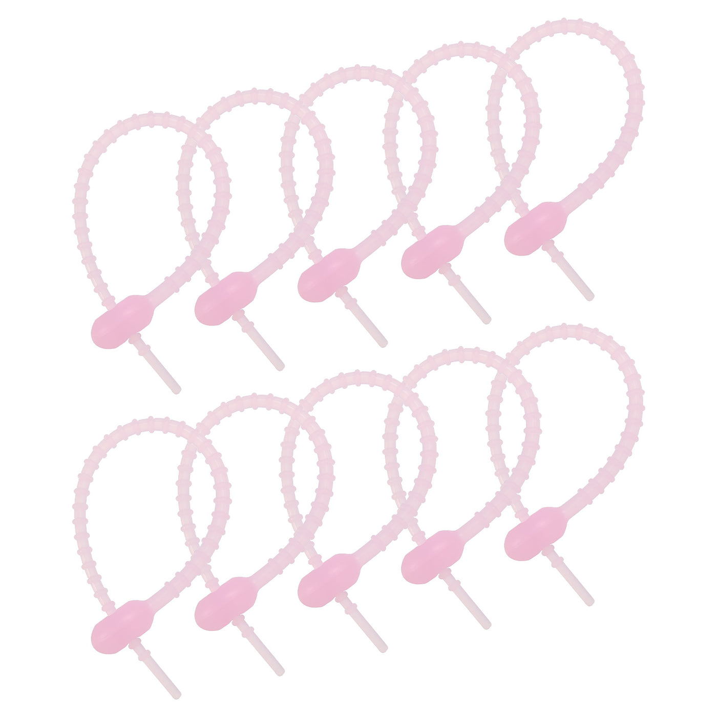 Harfington All-Purpose Silicone Ties 7 Inch, 30 Pieces Reusable Bread Ties (Crystal Pink)