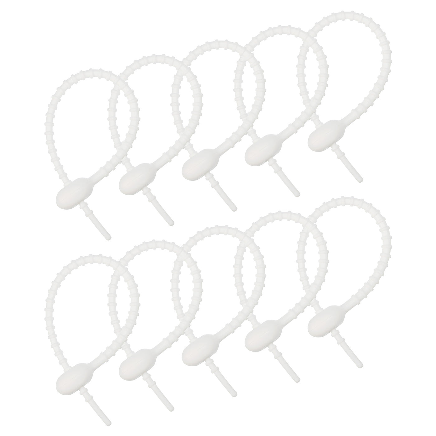 Harfington All-Purpose Silicone Ties 8.5 Inch, 15 Pieces Reusable Bread Ties (White)