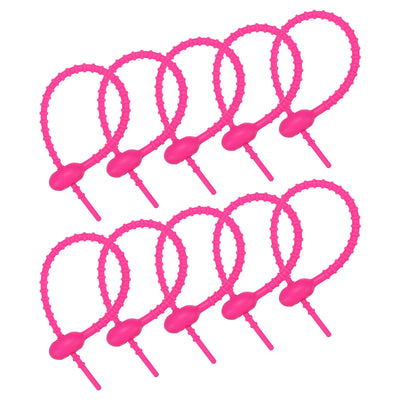 Harfington All-Purpose Silicone Ties 8.5 Inch, 30 Pieces Reusable Bread Ties (Fuchsia)