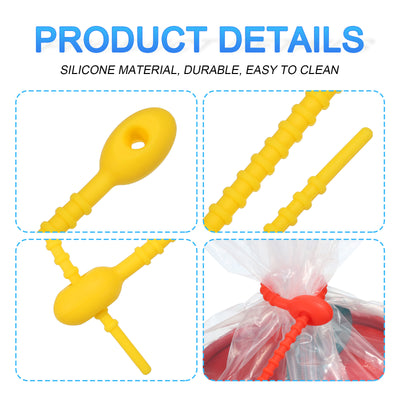 Harfington 15pcs All-Purpose Silicone Ties 8.5 Inch Reusable Bread Ties Yellow