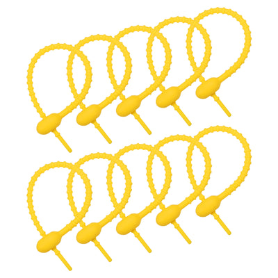 Harfington 15pcs All-Purpose Silicone Ties 8.5 Inch Reusable Bread Ties Yellow