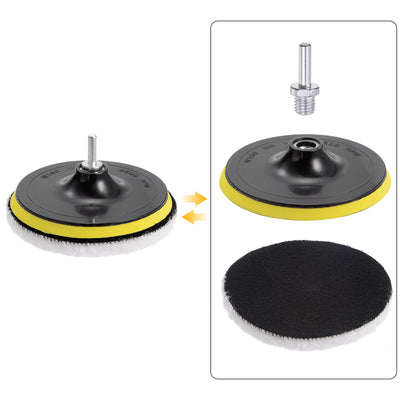 Harfington Wool Buffing Pad Wool Buffer Polishing Pads Set Buffing Wheel Kit with Drill Adapter for Orbital Polisher Buffer