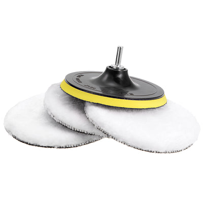 Harfington Wool Buffing Pad Wool Buffer Polishing Pads Set Buffing Wheel Kit with Drill Adapter for Orbital Polisher Buffer