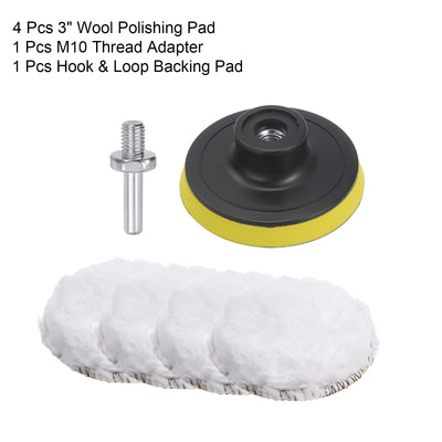 Harfington Wool Buffing Pad Wool Buffer Polishing Pads Set Buffing Wheel Kit with Drill Adapter for Orbital Polisher Buffer