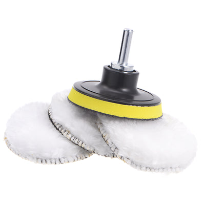 Harfington Wool Buffing Pad Wool Buffer Polishing Pads Set Buffing Wheel Kit with Drill Adapter for Orbital Polisher Buffer