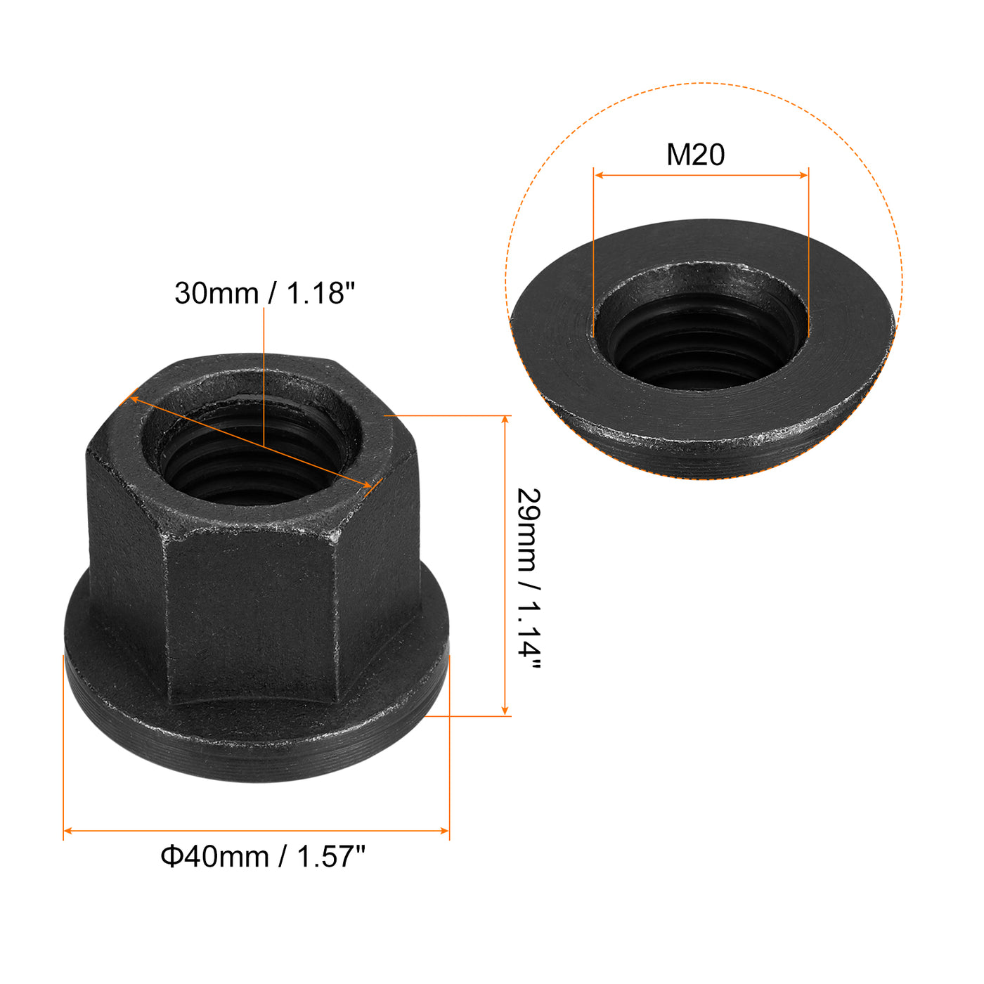 uxcell Uxcell M20 Flansch Sechskant Sperre Mutter Grad 10.9 Karbonstahl Schwarz Oxidiert Sechskant Flansch Mutter für Maschinen