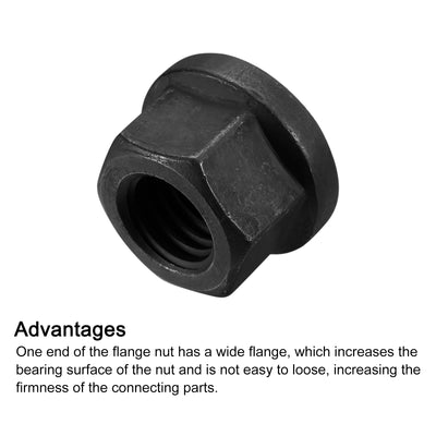 Harfington Uxcell M14 Flansch Sechskant Sperre Mutter Grad 12.9 Karbonstahl Schwarz Oxidiert Sechskant Flansch Mutter für Maschinen