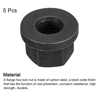 Harfington Uxcell 5/8-11 Flange Hex Lock Nuts, 5pcs Grade 10.9 Carbon Steel Hex Flange Nuts