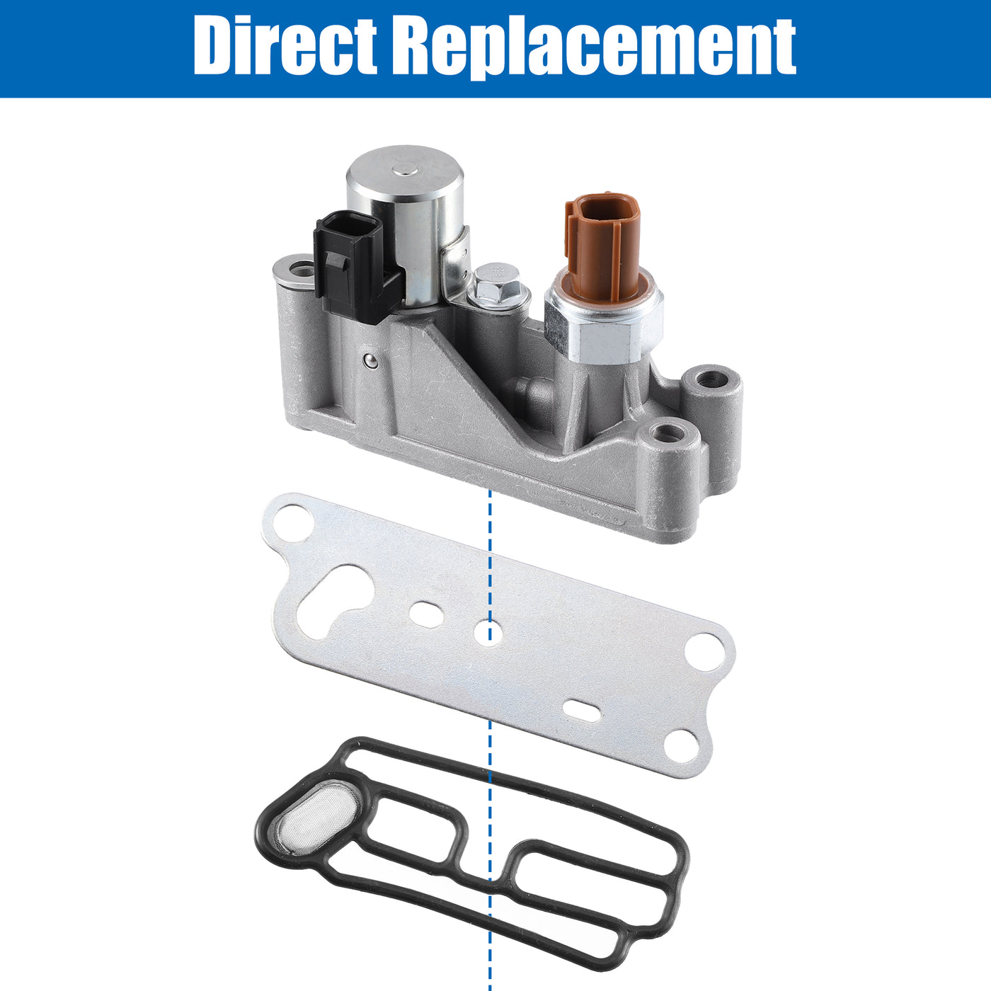 ACROPIX Engine Variable Valve Timing Solenoid with Gasket - Pack of 8 Silver Tone