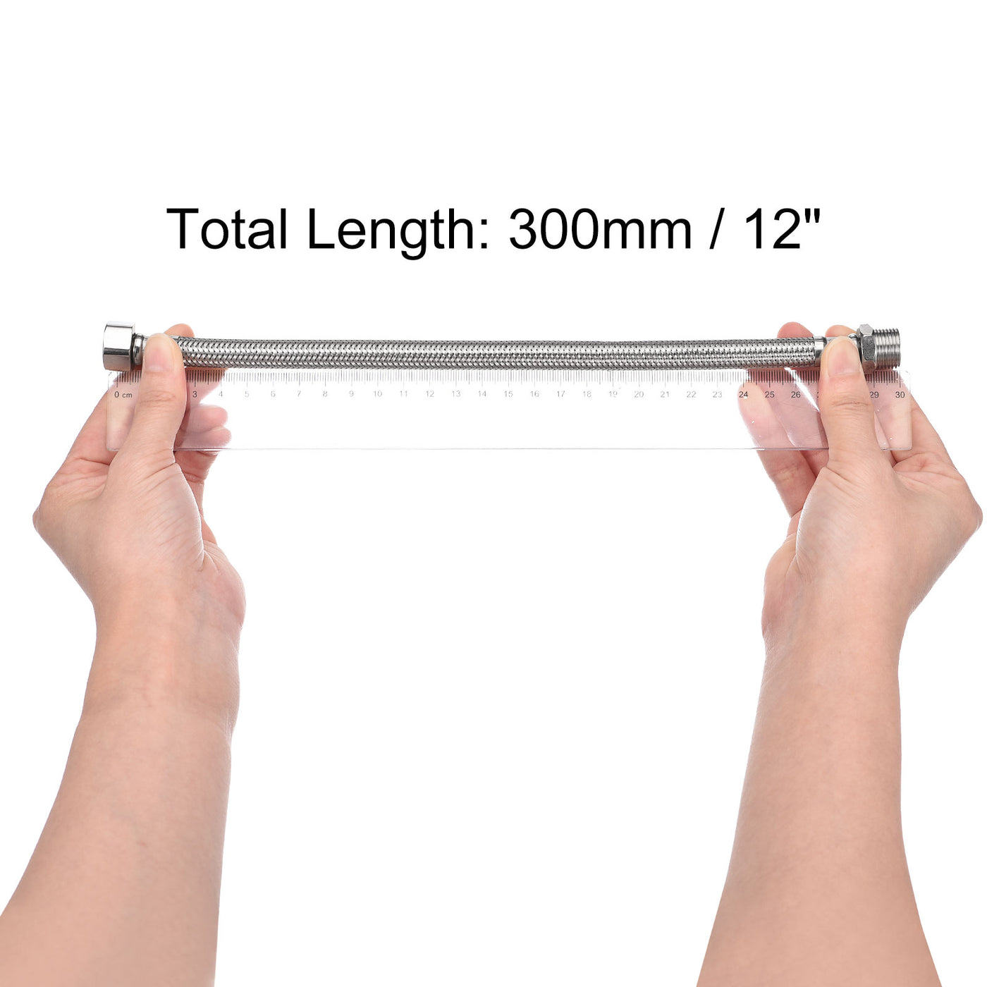 uxcell Uxcell 12 Inch Long Faucet Supply Line Connector, G3/8 Male Compression Thread x G3/8 Female Compression Thread 304 Stainless Steel Water Supply Hose