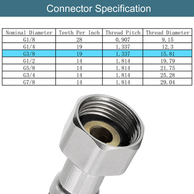 Harfington Uxcell 12 Inch Long Faucet Supply Line Connector, G3/8 Male Compression Thread x G3/8 Female Compression Thread 304 Stainless Steel Water Supply Hose