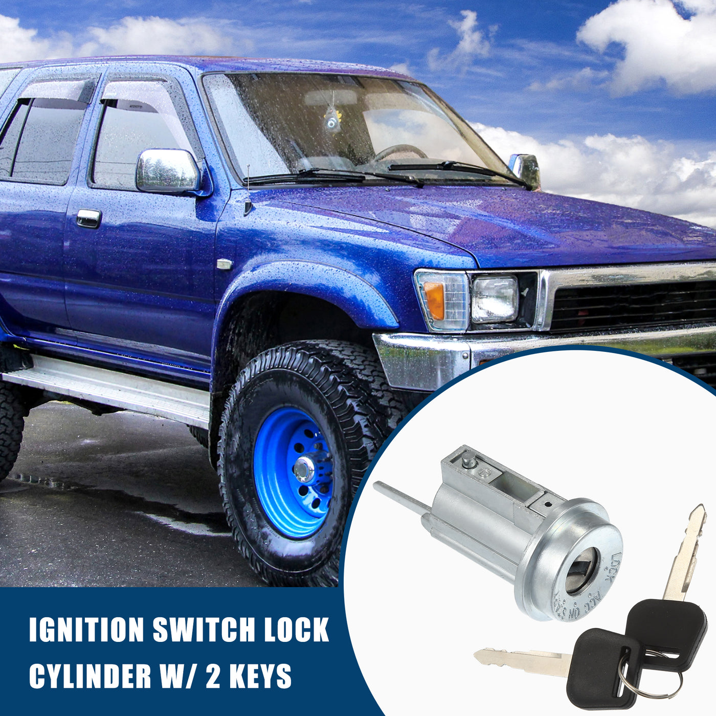 Hihaha 69057-35070 W/O Tilt Steering Wheel Ignition Switch Cylinder Lock Steering Lock Cylinder w/Key NO Chip for Toyota 4Runner for Toyota Tacoma Floor Shift / Metal / 1 Set