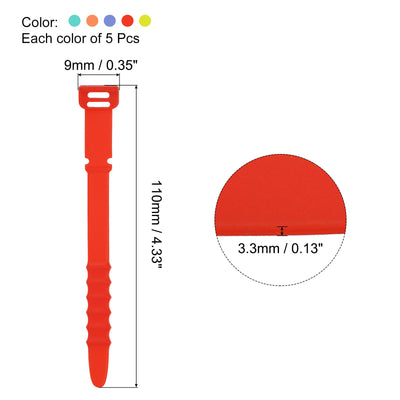 Harfington 25Pcs Reusable Cable Ties 4.5" (Green,Orange,Blue,Red,Yellow)