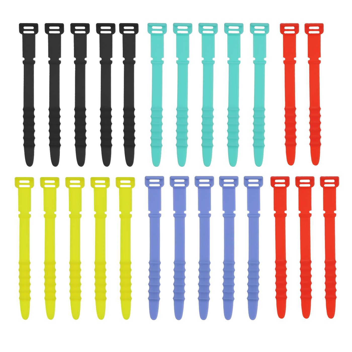 Harfington 25Pcs Reusable Cable Ties 4.5" (Black,Green,Red,Yellow,Blue)