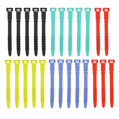 Harfington 25Pcs Reusable Cable Ties 4.5" (Black,Green,Red,Yellow,Blue)