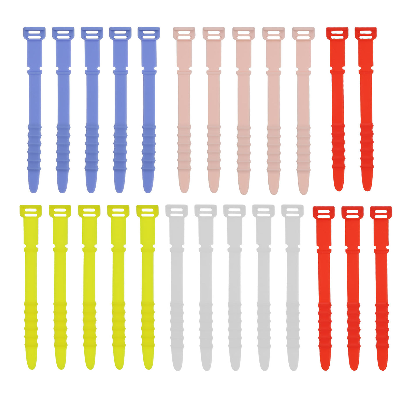 Harfington 25Pcs Reusable Cable Ties 4.5" (Blue,Pink,Red,Yellow,White)