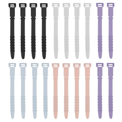 Harfington 20Pcs Reusable Cable Ties 4.5" (Black,White,Purple,Blue,Pink)