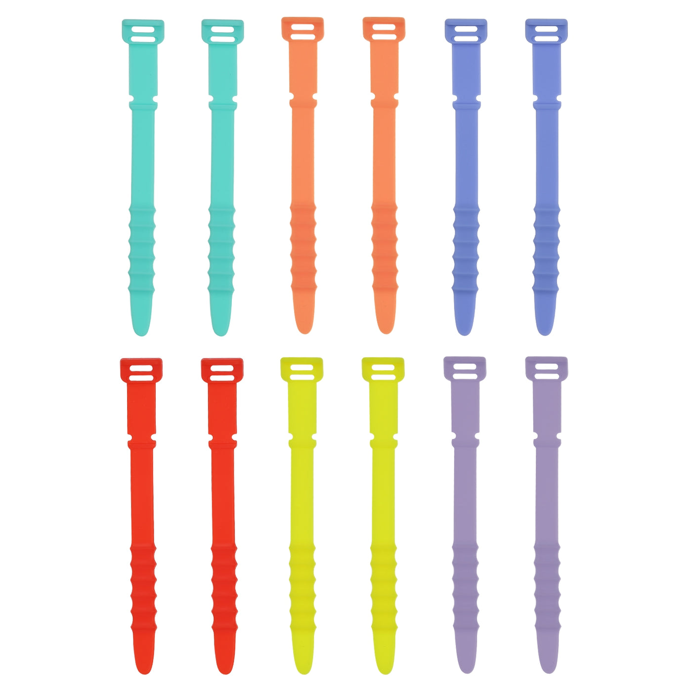 Harfington 12Pcs Reusable Cable Ties 4.5" (Green,Orange,Blue,Red,Yellow,Purple)