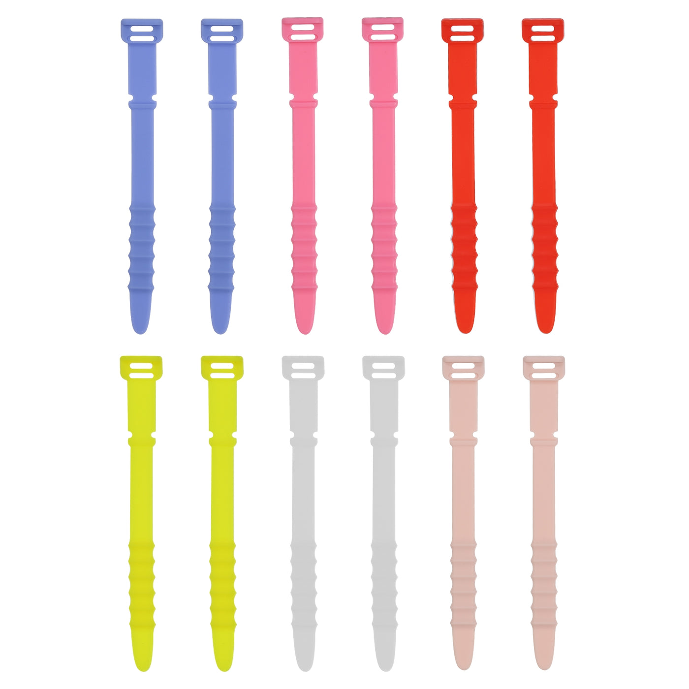 Harfington 12Pcs Reusable Cable Ties 4.5" (Blue,Pink,Red,Yellow,White,Rose Pink)