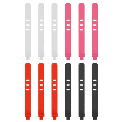 Harfington 12 Pack Reusable Cable Zip 3 Hole Tie (Black,White,Pink,Red)